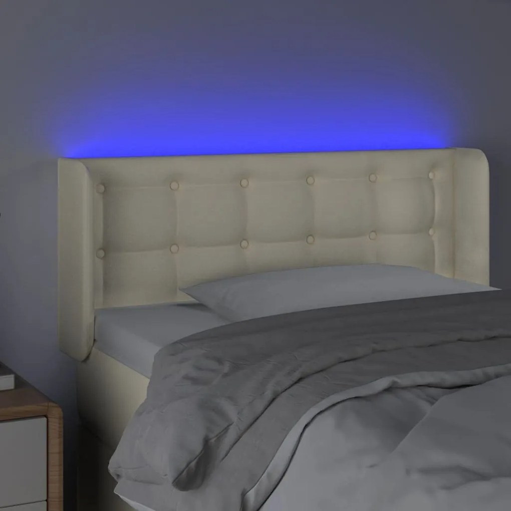 Κεφαλάρι Κρεβατιού LED Κρεμ 103x16x78/88εκ. από Συνθετικό Δέρμα 3123322