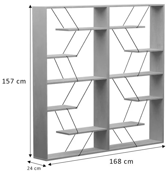 Βιβλιοθήκη Tars pakoworld γκρι-λευκό 168x24x157εκ - 225-000045