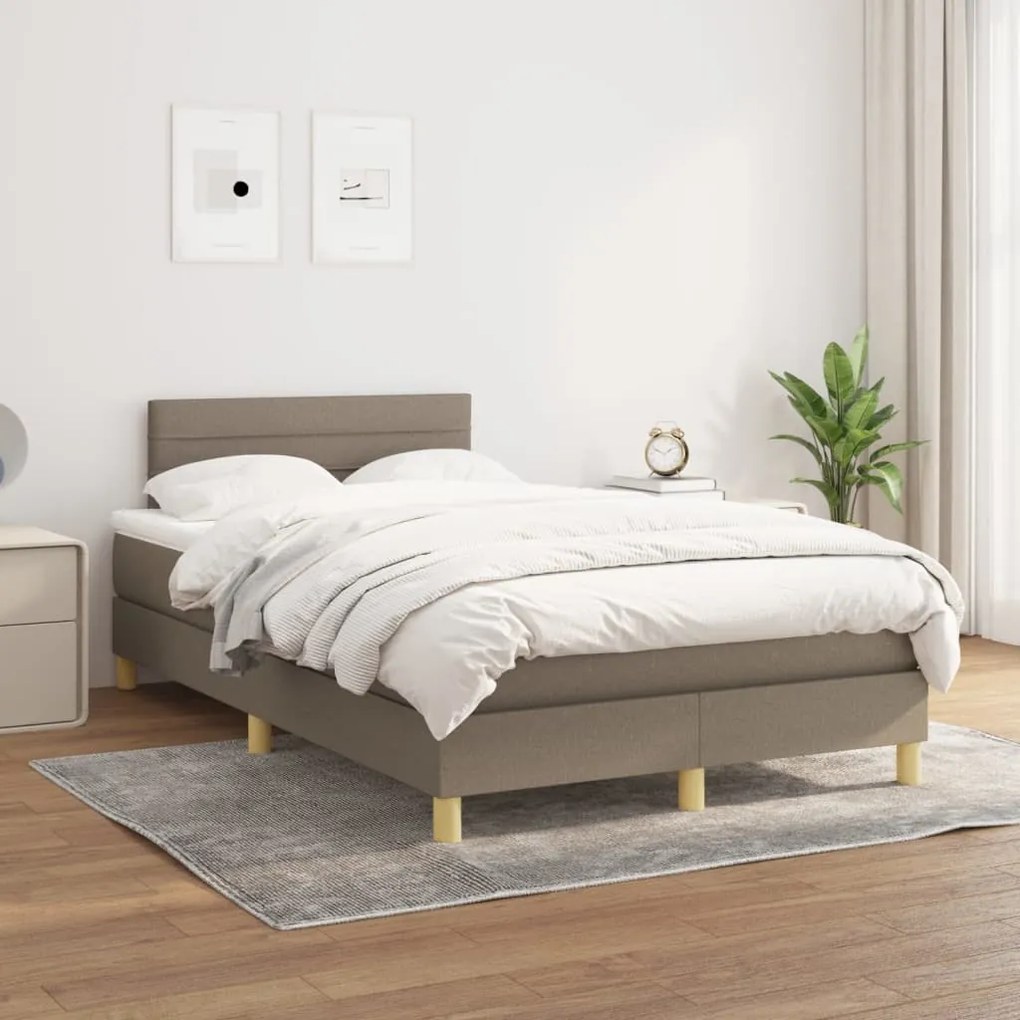 vidaXL Κρεβάτι Boxspring με Στρώμα Taupe 120x200 εκ. Υφασμάτινο