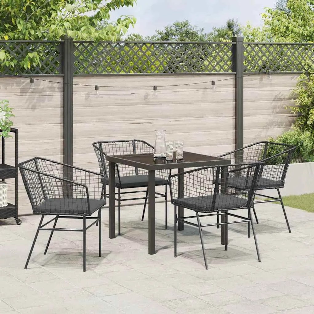 vidaXL Σέτ φαγητού για κήπο 5 pcs Μαύρο συνθετικό ρατάν