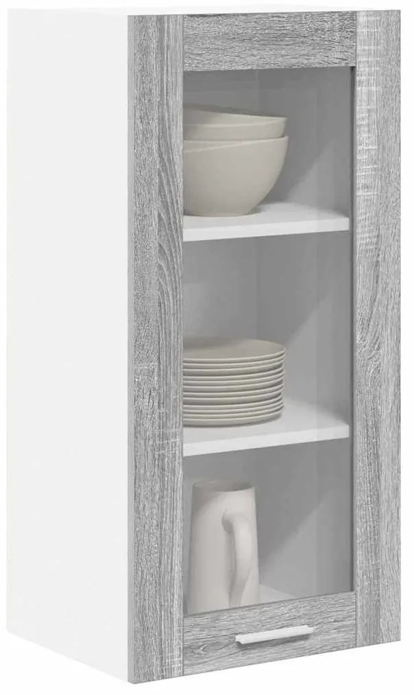 vidaXL Κρεμαστό ντουλάπι με πόρτα 2 pcs Γκρίζο Σονομα 40 x 31 x 80 εκ.