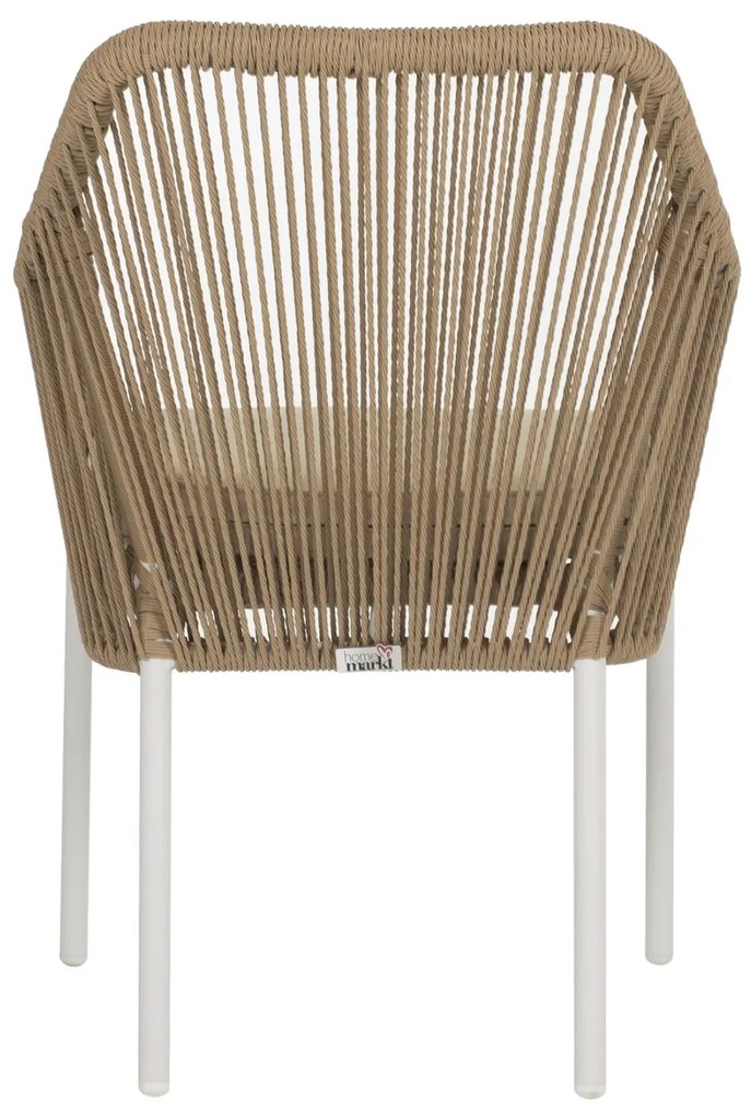 Καρέκλα - Πολυθρόνα C5855.01 Λευκή Αλουμινίου με Μπέζ Wicker Σχοινί 56x66x82 εκ. 56x66x82 εκ.