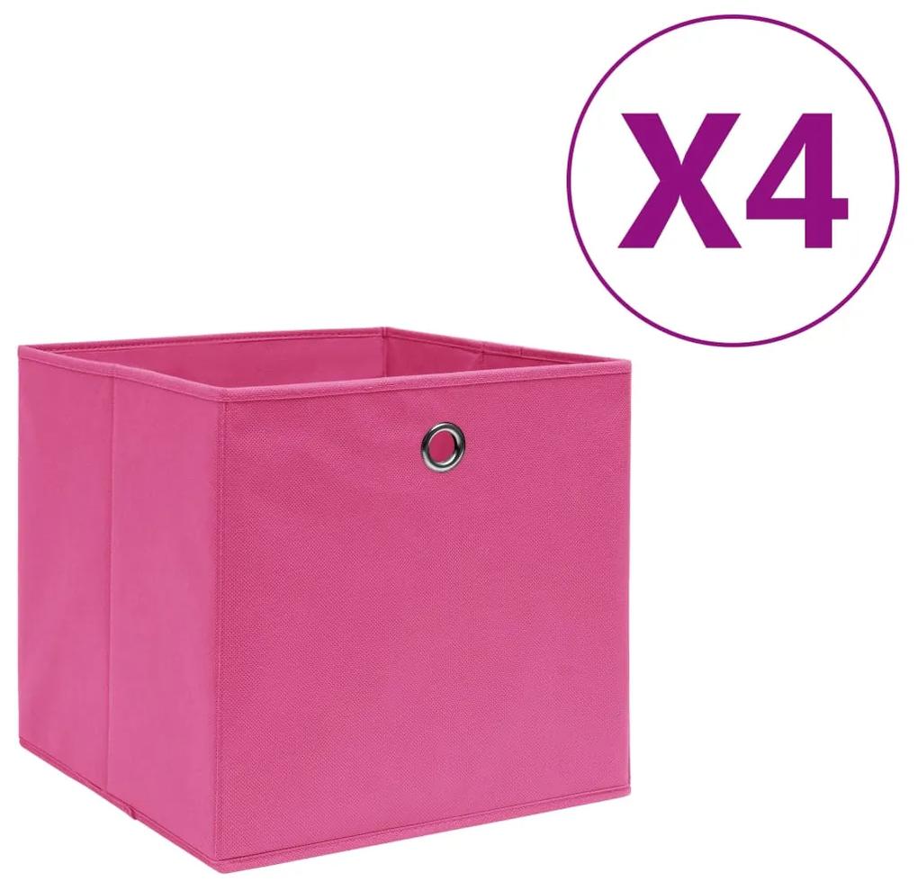 Κουτιά Αποθήκευσης 4 τεμ. Ροζ 28x28x28 εκ. Ύφασμα Non-woven