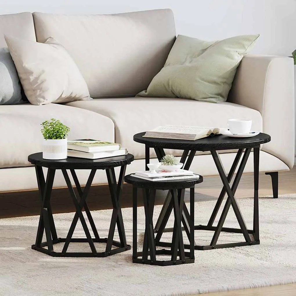 vidaXL Κομοδίνο Μονάδας 3 pcs Μαύρη δρυς 53 x 53 x 40 cm