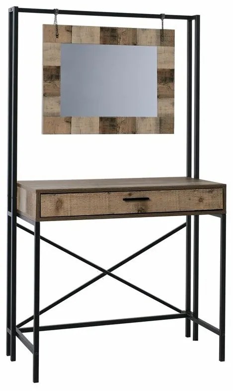Τουαλέτα Mesa H110, Παλαιωμένη βελανιδιά, Μαύρο, Καθρέφτης, 150x84x45cm, 21 kg | Epipla1.gr