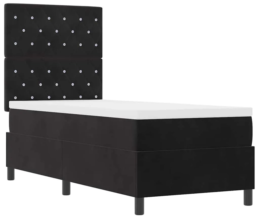 vidaXL Κρεβάτι με ελατήρια με στρώμα Μαύρο 80 x 200 cm Βελούδο