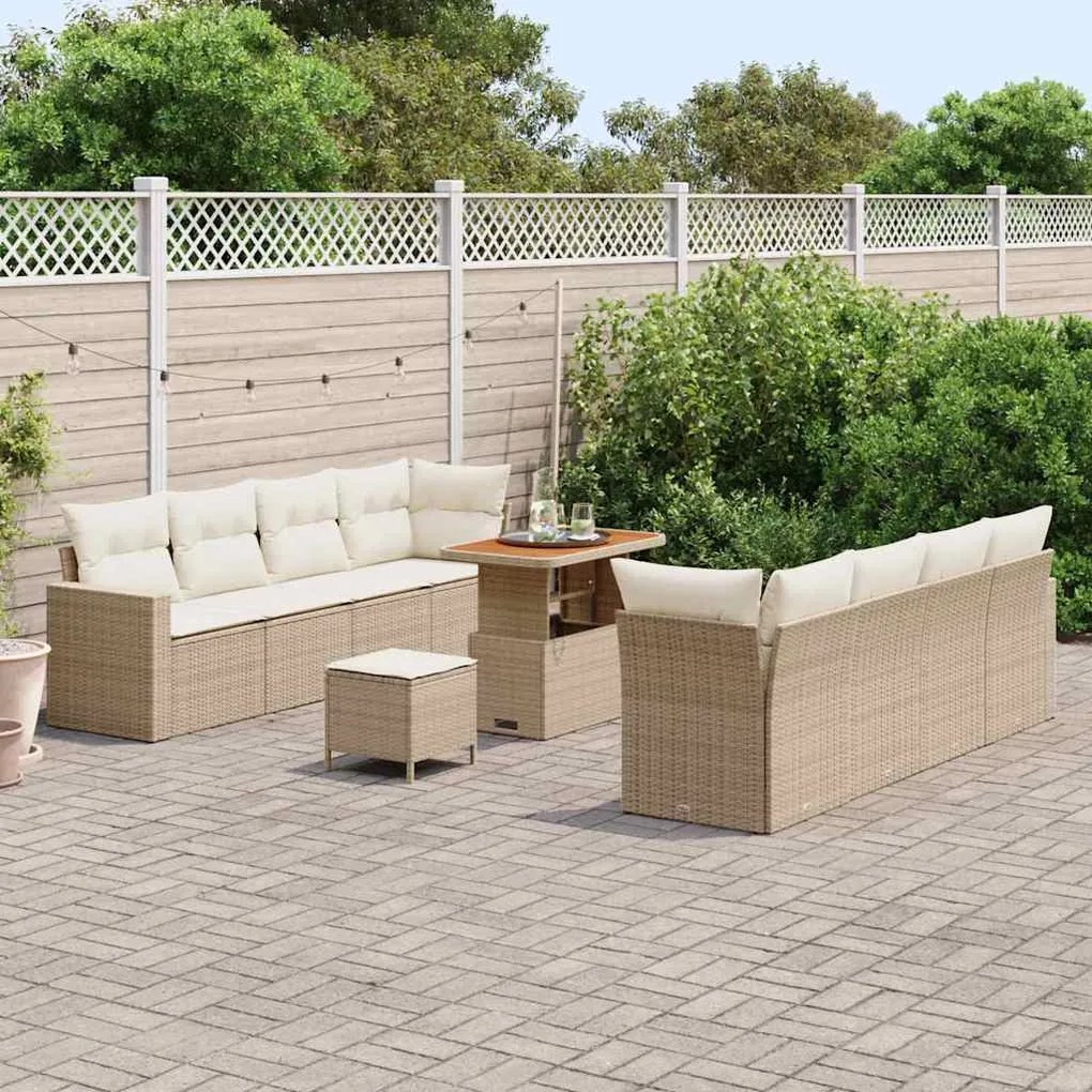 vidaXL Σετ Καναπέ Κήπου 11 pcs μπεζ και κρεμ 90 x 55 x 71 cm