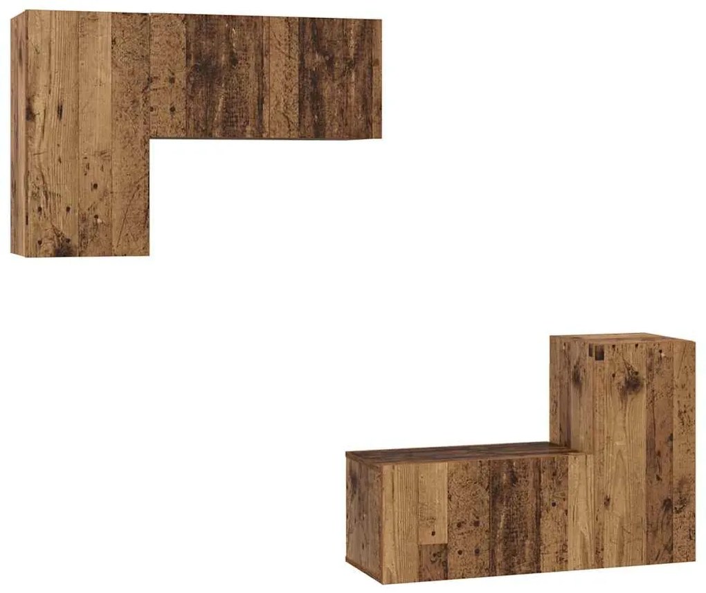 vidaXL Σετ επίπλου τηλεόρασης 4 pcs Παλαιό ξύλο 60 x 30 x 30 cm