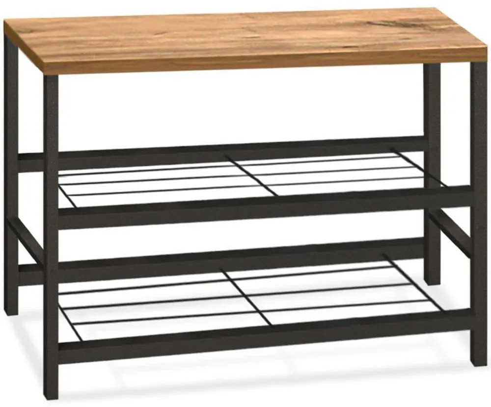 Παπουτσοθήκη Dalia 0226172 65x30x45cm Black-Oak Melamine, Metal