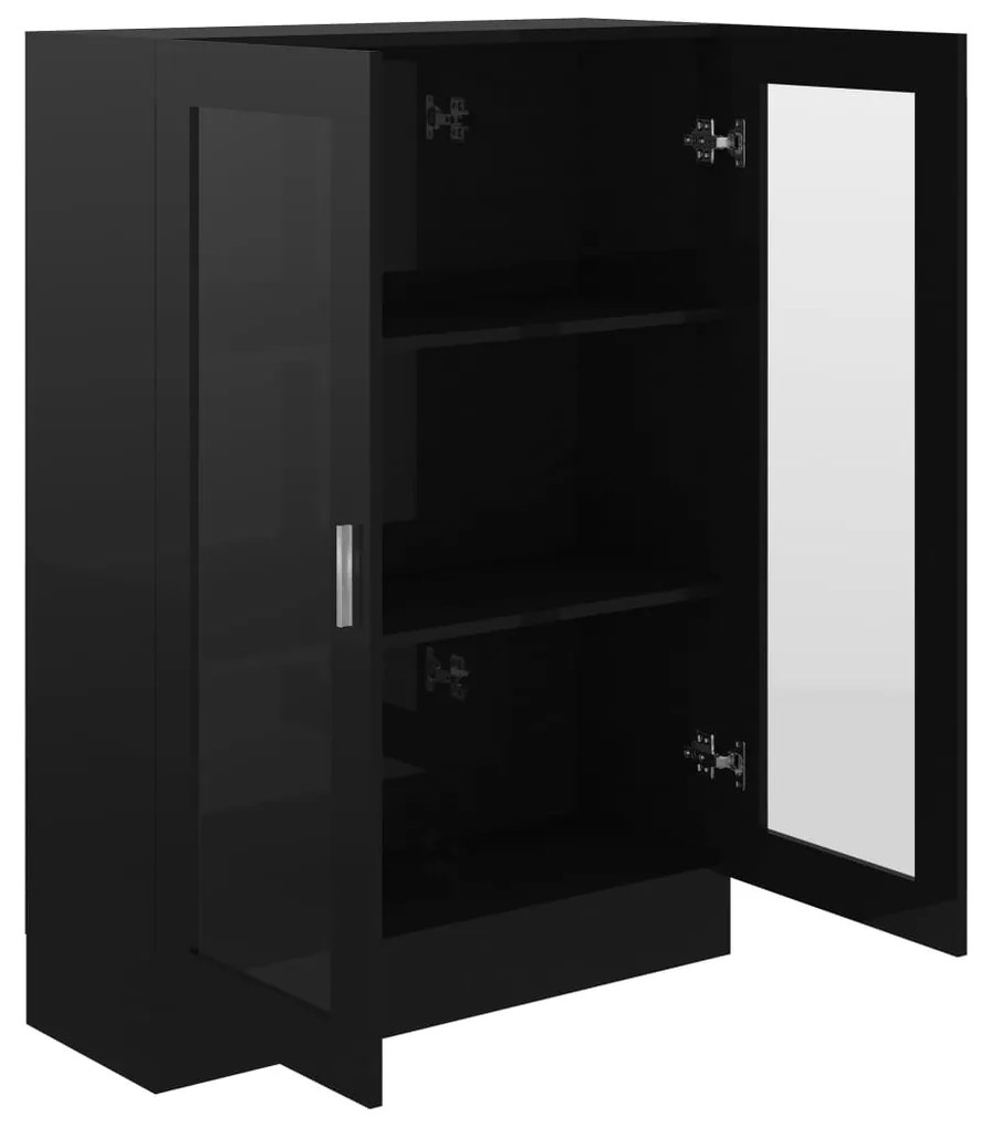 vidaXL Βιτρίνα Γυαλιστερό Μαύρο 82,5 x 30,5 x 115 εκ. Μοριοσανίδα