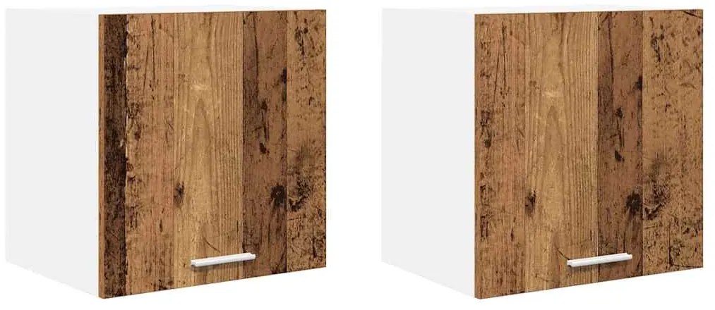 vidaXL Κρεμαστό ντουλάπι με πόρτα Riga 2 pcs Παλαιό Ξύλο και Λευκό