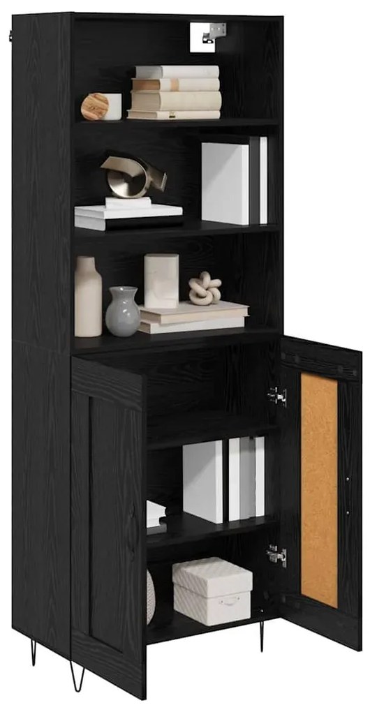 vidaXL Highboard Μαύρη Οξυά 69,5 x 34 x 180 εκ. Επεξεργασμένο ξύλο