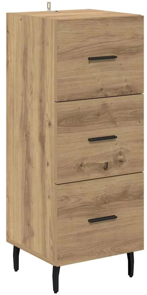 vidaXL Πλαϊνό γραφείο με συρτάρι artisan δρυς 34 x 34.5 x 90 εκ