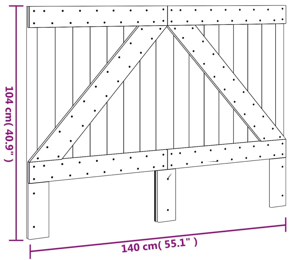 vidaXL Κεφαλάρι 140 x 104 εκ. από Μασίφ Ξύλο Πεύκου
