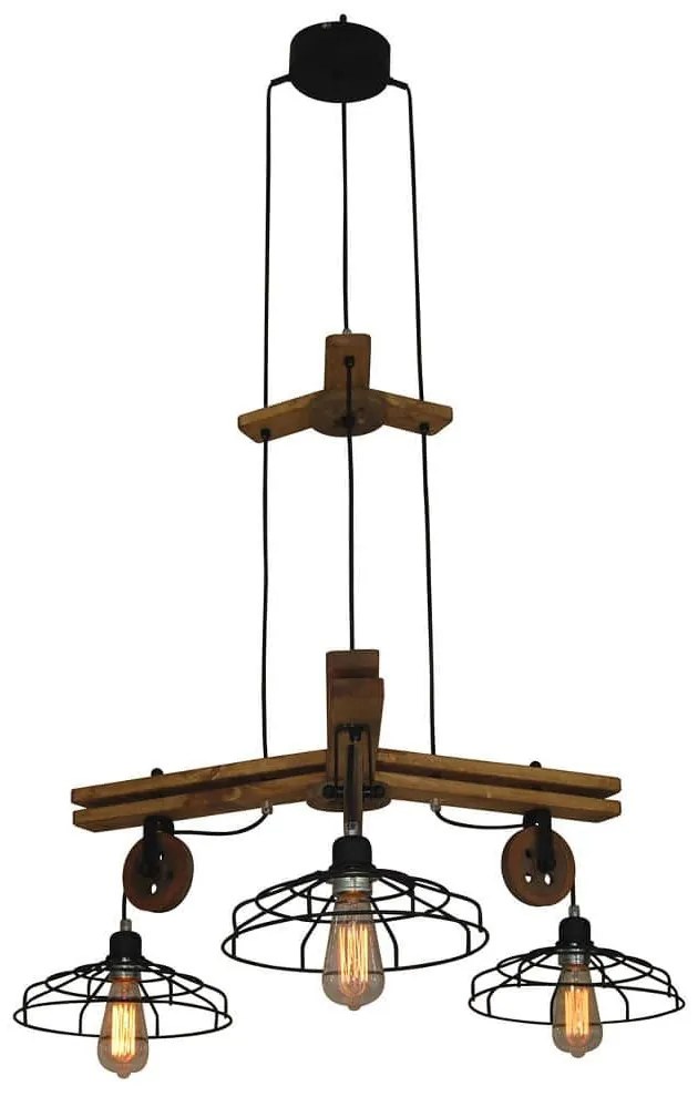Φωτιστικό Οροφής Κρεμαστό HL-315P - 3 77-3171 Deon Black Homelighting Metal,Wood