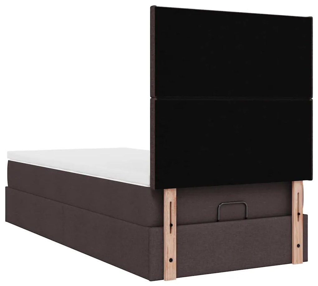 Οθωμανικό κρεβάτι με στρώμα σκούρο καφέ 90x190cm ύφασμα 3313039
