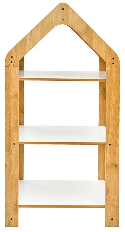 Ραφιέρα Montessori Zoilen I λευκό-φυσικό-μπλε mdf 50x30x100εκ 50x30x100 εκ.