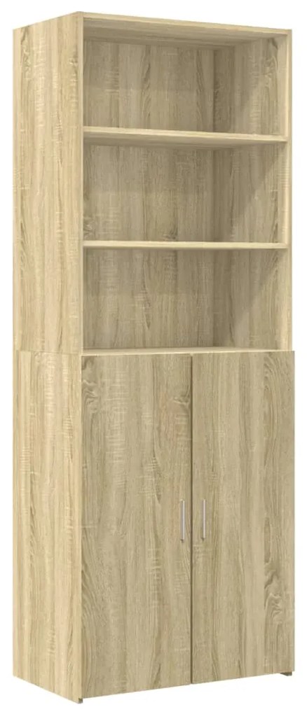 Ραφιέρα με Ντουλάπια Sonoma Δρυς 70x42,5x225 εκ. Επεξ. Ξύλο - Καφέ