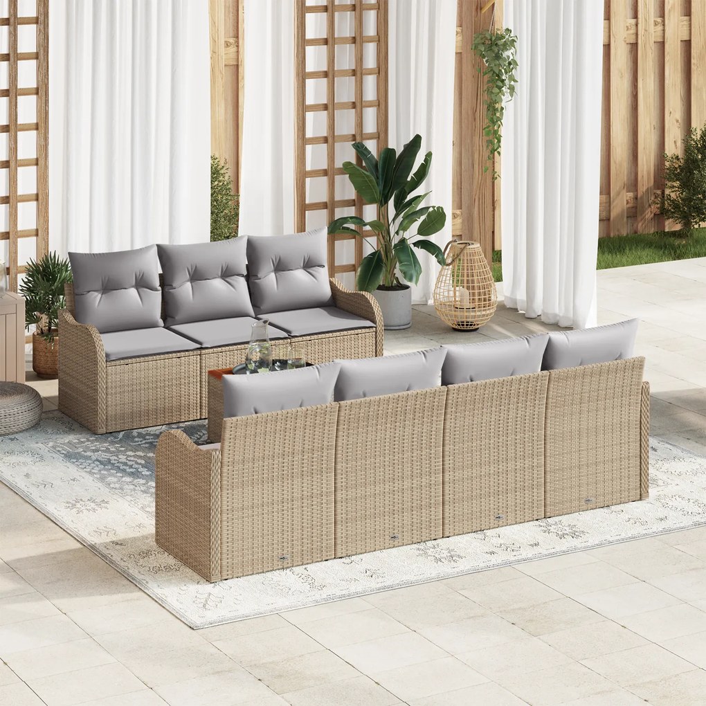 vidaXL Σετ Καναπέ Κήπου 8 pcs Beige, ανοιχτό γκρι Μεγάλο