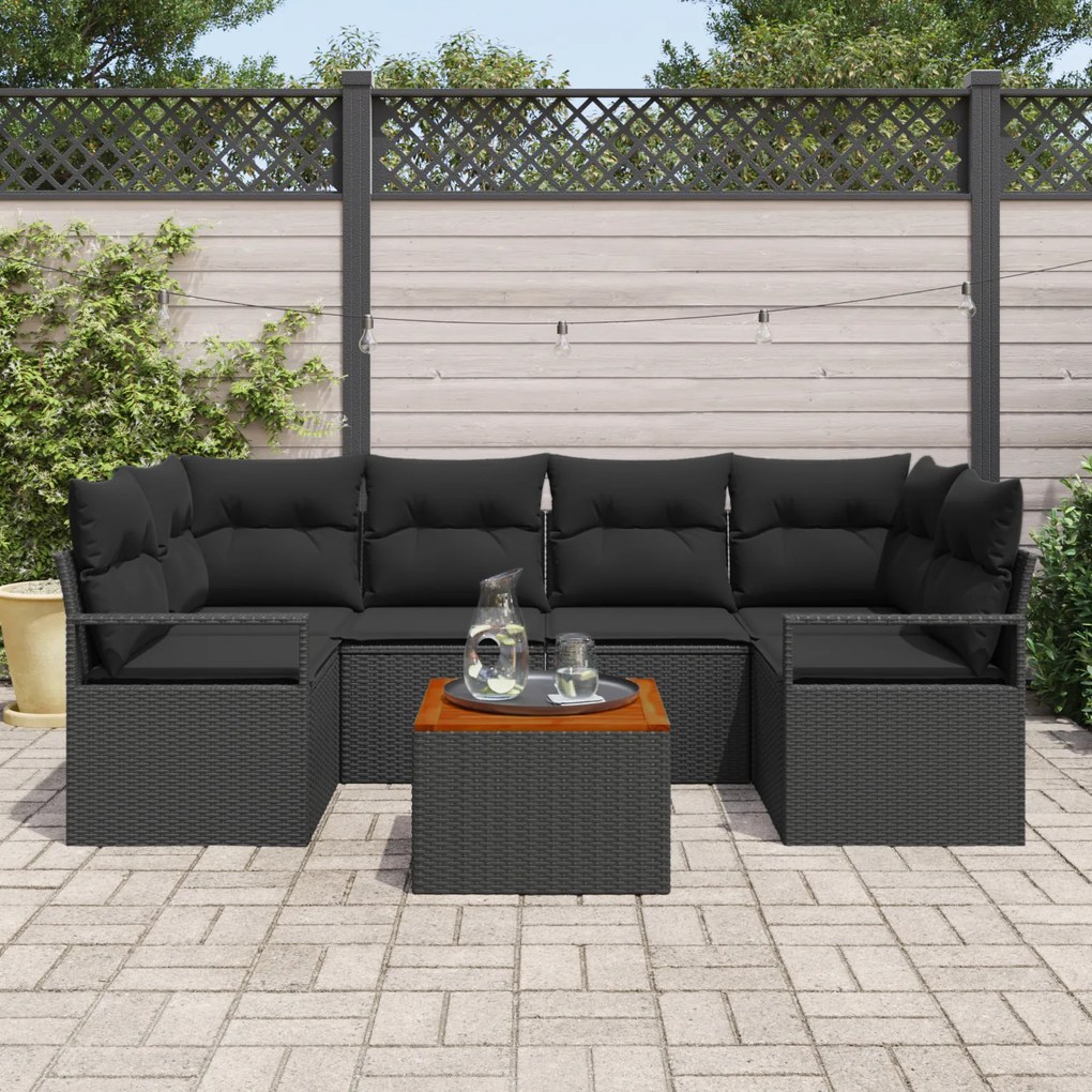 vidaXL Σετ καναπέ κήπου 7 pcs Μαύρο Μεγάλο