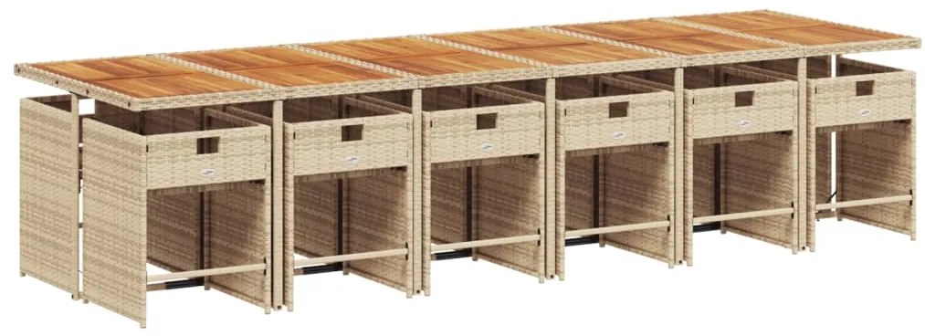 vidaXL Σετ Τραπεζαρίας Κήπου 13 τεμ. Μπεζ Συνθ. Ρατάν με Μαξιλάρια