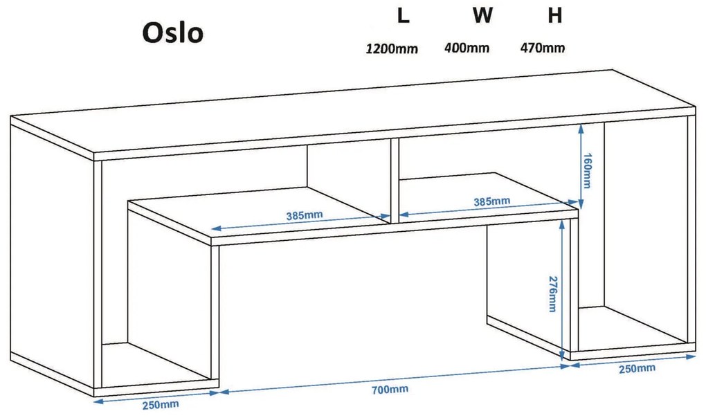 Ξύλινο  Έπιπλο Τηλεόρασης  OSLO  Λευκό Μ120xΠ40xΥ47