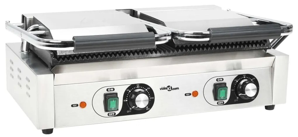 vidaXL Τοστιέρα Διπλή Ραβδωτή Panini 3600 W 57 x 30,5 x 20 εκ.