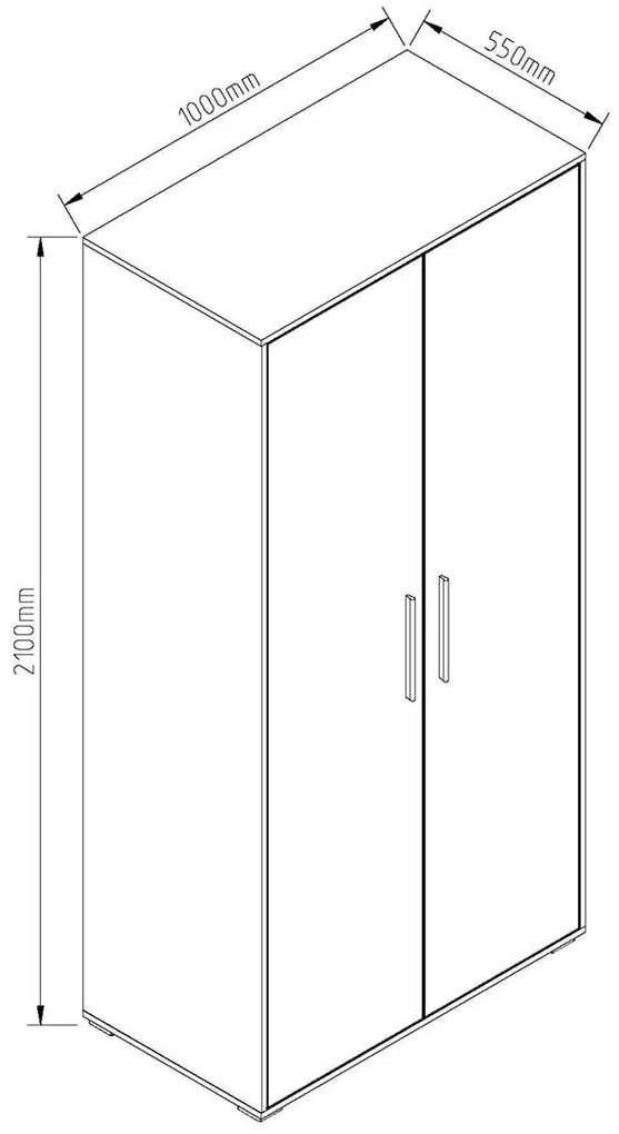 Δίφυλλη Ντουλάπα PIXIE Φυσική-Λευκή 100x55.3x210cm