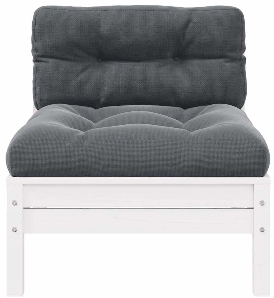 vidaXL Σαλόνι Κήπου Σετ 3 τεμ Λευκό από Μασίφ Ξύλο Πεύκου με Μαξιλάρια