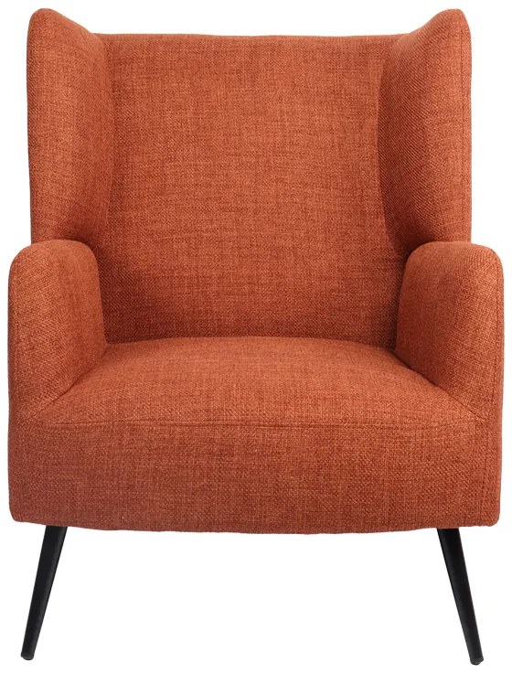 Πολυθρόνα Mareta pakoworld terracotta ύφασμα με πόδι σε μαύρη απόχρωση 83x80x99εκ