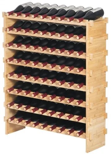 VEVOR 72 Bottle Upgrade Modular Wine Rack Bamboo Wood Display Shelf 8-Tier