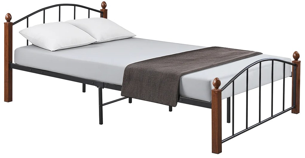 Κρεβάτι Ημίδιπλο ArteLibre LARAMIE Μαύρο/Καρυδί Μέταλλο Για Στρώμα 120x200cm