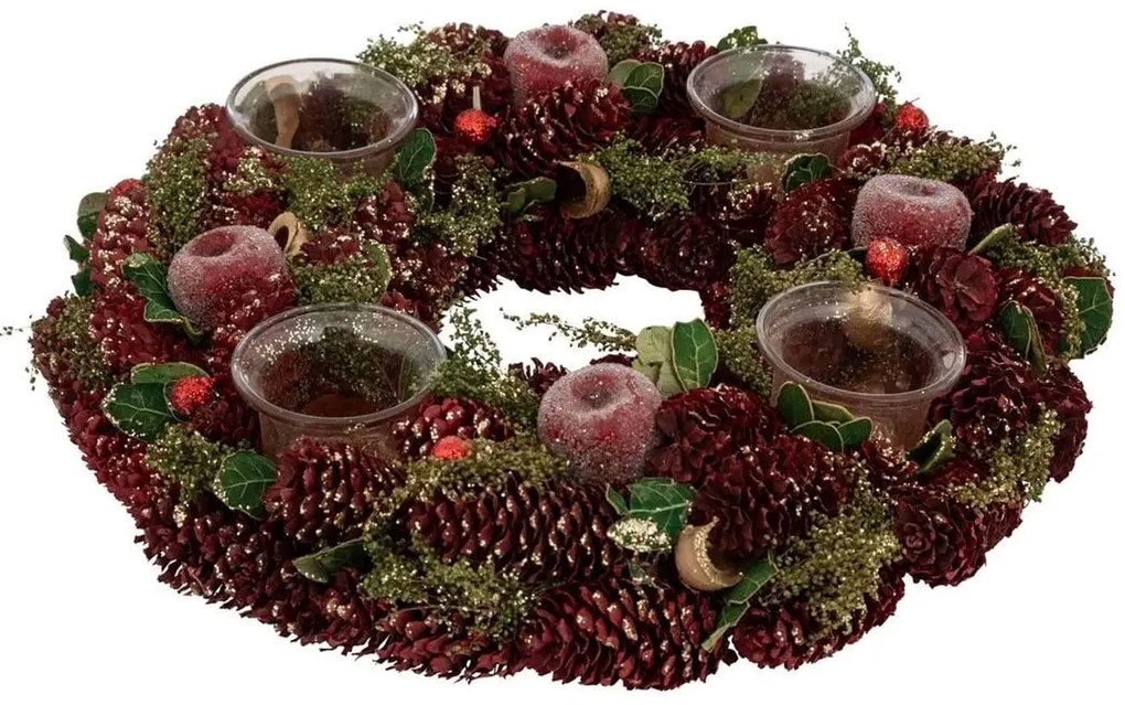 Διακοσμητικό Στεφάνι - Κηροπήγιο Fééric Lights &amp; Christmas με 4 θέσεις και διαστάσεις 33x7cm