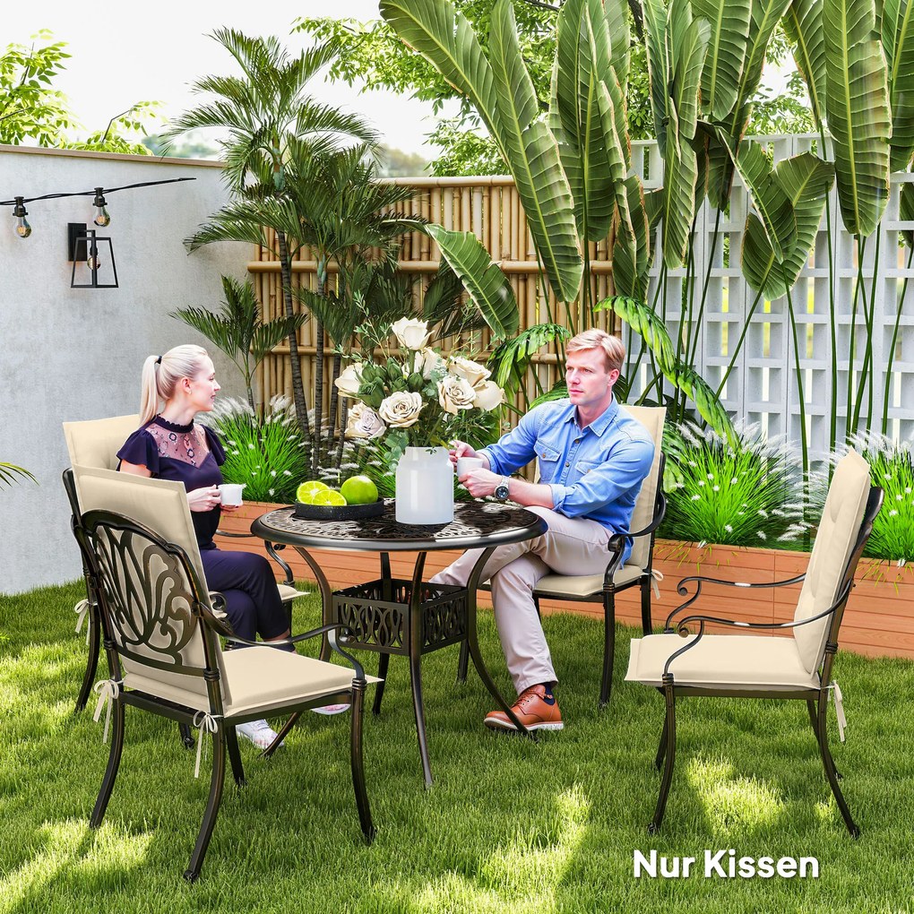 Outsunny Σετ 4 τεμαχίων Μαξιλάρια Καθίσματος 108 x 50 x 5 cm Μαξιλάρια Καρέκλας με κορδόνια, Μπεζ