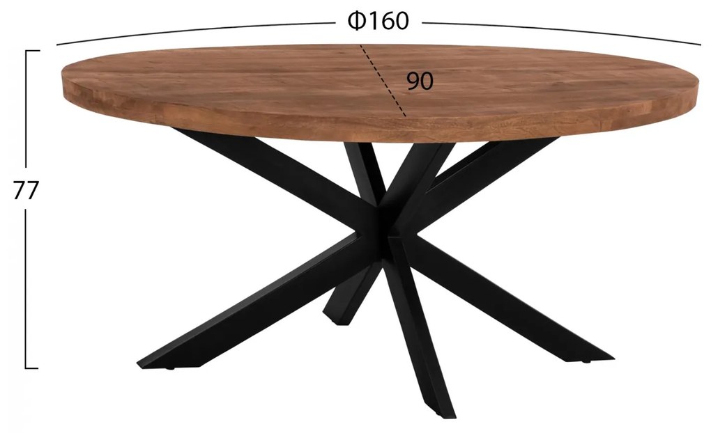 ΤΡΑΠΕΖΙ LEVINHO  OVAL 6εκ.ΠΑΧΟΣ ΜΑΣΙΦ ΞΥΛΟ MANGO 160x90x77Υ εκ.