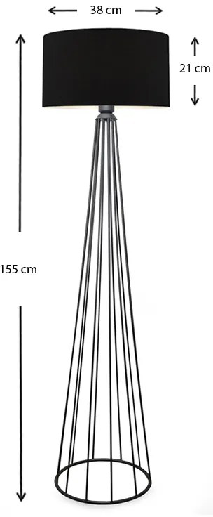 Φωτιστικό δαπέδου Faraday Megapap μέταλλο/ύφασμα χρώμα μαύρο 38x21x155εκ.