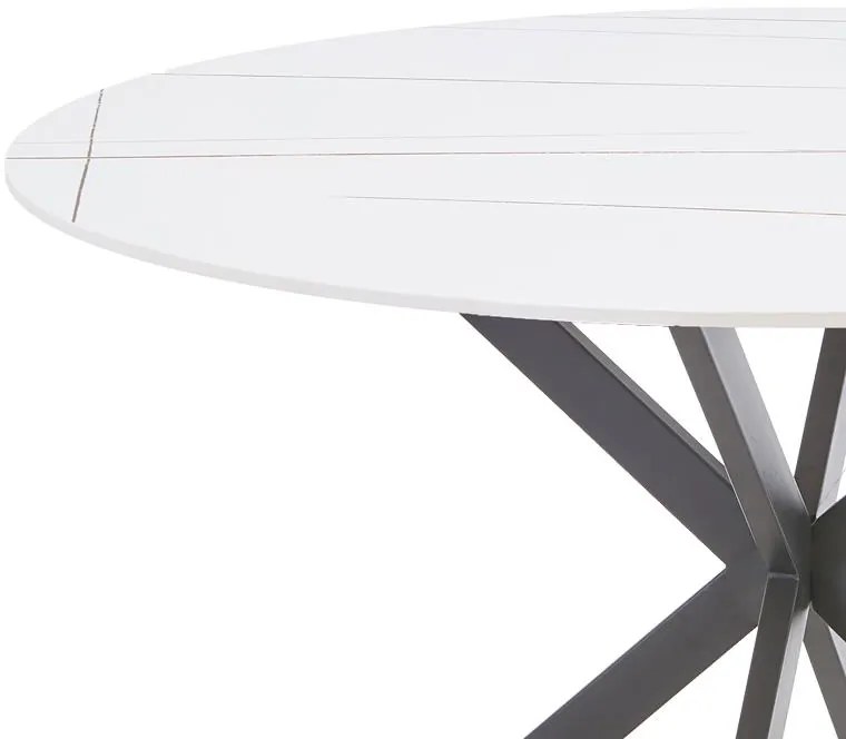 Τραπεζαρία Karg-Stoyen 5τεμ λευκό ύφασμα - λευκό-μαύρο μαρμάρου Φ120x75εκ 120x120x75 εκ.