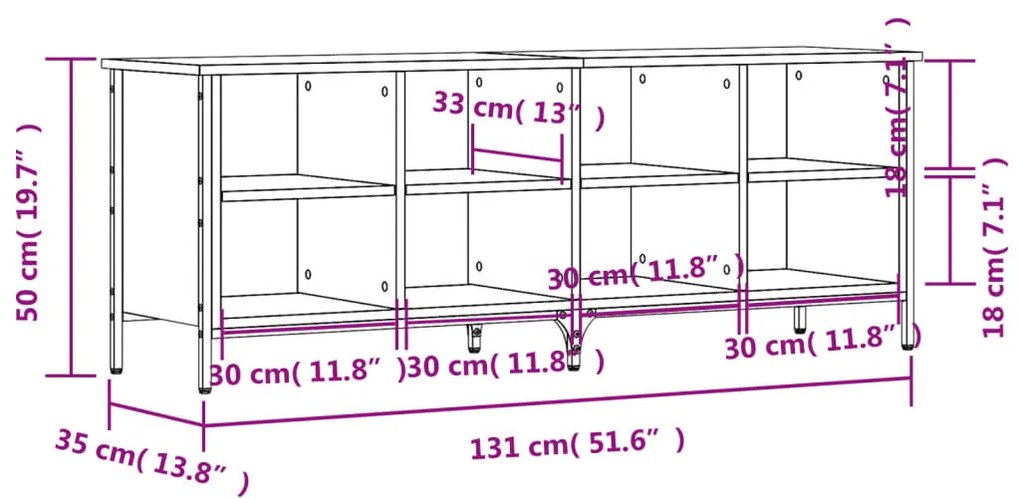 Παπουτσοθήκη Sonoma Δρυς 131 x 35 x 50 εκ. από Επεξεργ. Ξύλο - Καφέ