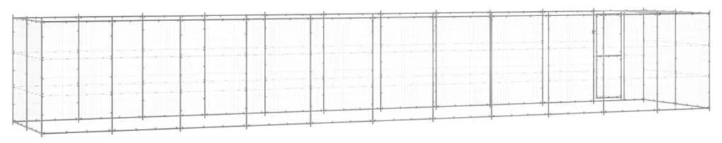 Κλουβί Σκύλου Εξ. Χώρου με Στέγαστρο 26,62 μ² Γαλβ. Χάλυβας - Ασήμι