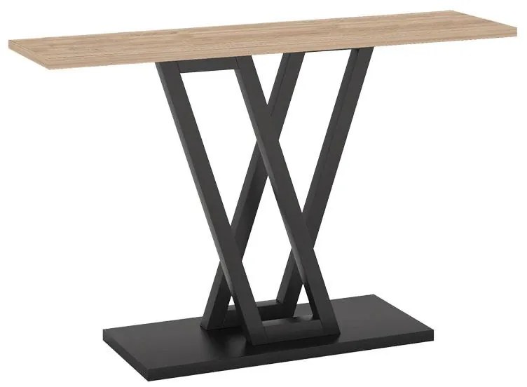 Κονσόλα Wirmo φυσικό-μαύρο μελαμίνης-πόδι μαύρο μέταλλο 110x30x80εκ 110x30x80 εκ.