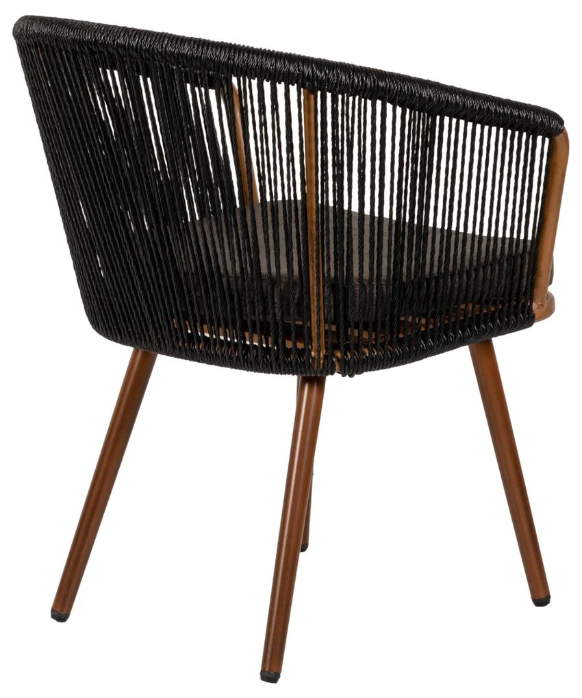 Πολυθρόνα Κήπου LOFOI Μαύρο/Καφέ Αλουμίνιο/Rattan 60x62x81cm - 14840010 - 14840010