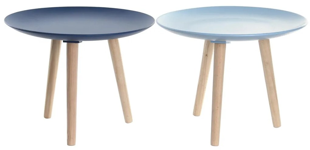 Βοηθητικό Τραπέζι DKD Home Decor 44 x 44 x 35 cm Μπλε Καφέ Sky μπλε Τζίντζερ Ξύλο MDF (x2)