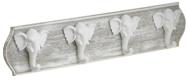 Inart Κρεμάστρα Ξύλινη-Resin Αντικέ 48x6x11cm Λευκή 3-70-143-0059