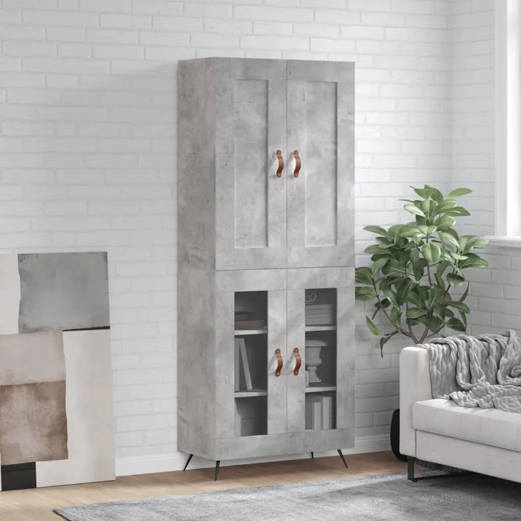 vidaXL Ντουλάπι Γκρι Σκυροδέματος 69,5x34x180 εκ. Επεξεργασμένο Ξύλο