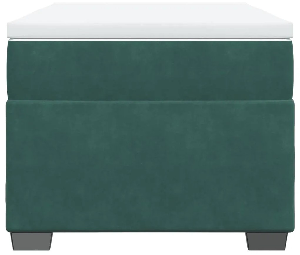 vidaXL Κρεβάτι Boxspring με Στρώμα Σκούρο Πράσινο 100x200εκ. Βελούδινο