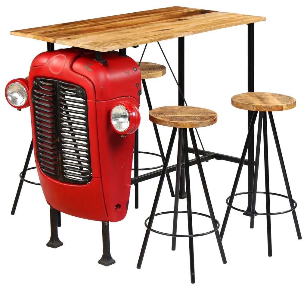 vidaXL Σετ Επίπλων Μπαρ 5 τεμ. 120 x 60 x 107 εκ. Μασίφ Ξύλο Μάνγκο