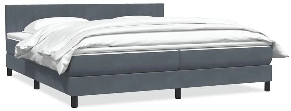 Κρεβάτι Boxspring με Στρώμα Σκούρο Γκρι 180x210 εκ. Βελούδινο - Γκρι