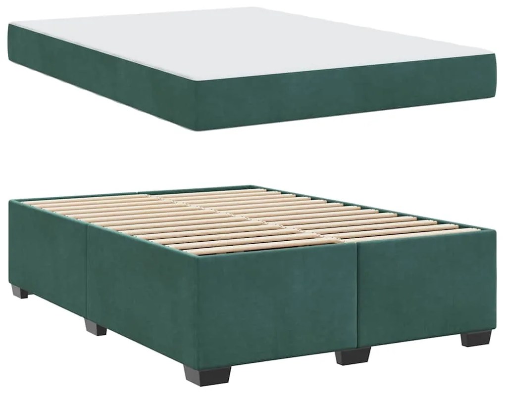 vidaXL Σκελετός Κρεβατιού με στρώμα Σκούρο Πράσινο 160 x 200 cm ύφασμα