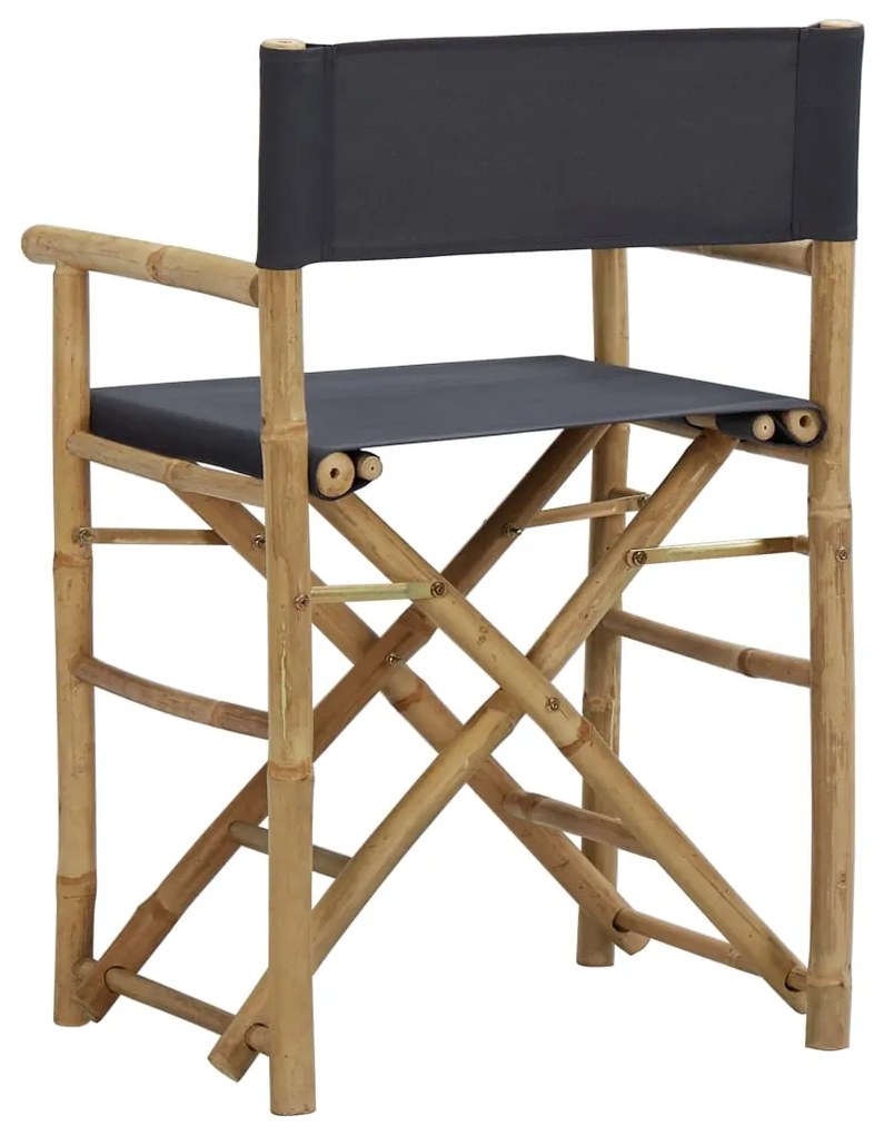 vidaXL Καρέκλες Σκηνοθέτη Πτυσσόμενες 2 τεμ Σκούρο Γκρι Μπαμπού/Ύφασμα