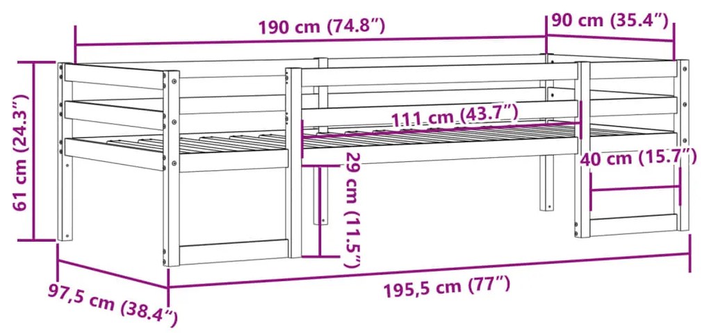 ΠΛΑΙΣΙΟ ΠΑΙΔΙΚΟΥ ΚΡΕΒΑΤΙΟΥ ΛΕΥΚΟ 90X190ΕΚ ΑΠΟ ΜΑΣΙΦ ΞΥΛΟ ΠΕΥΚΟΥ 846868